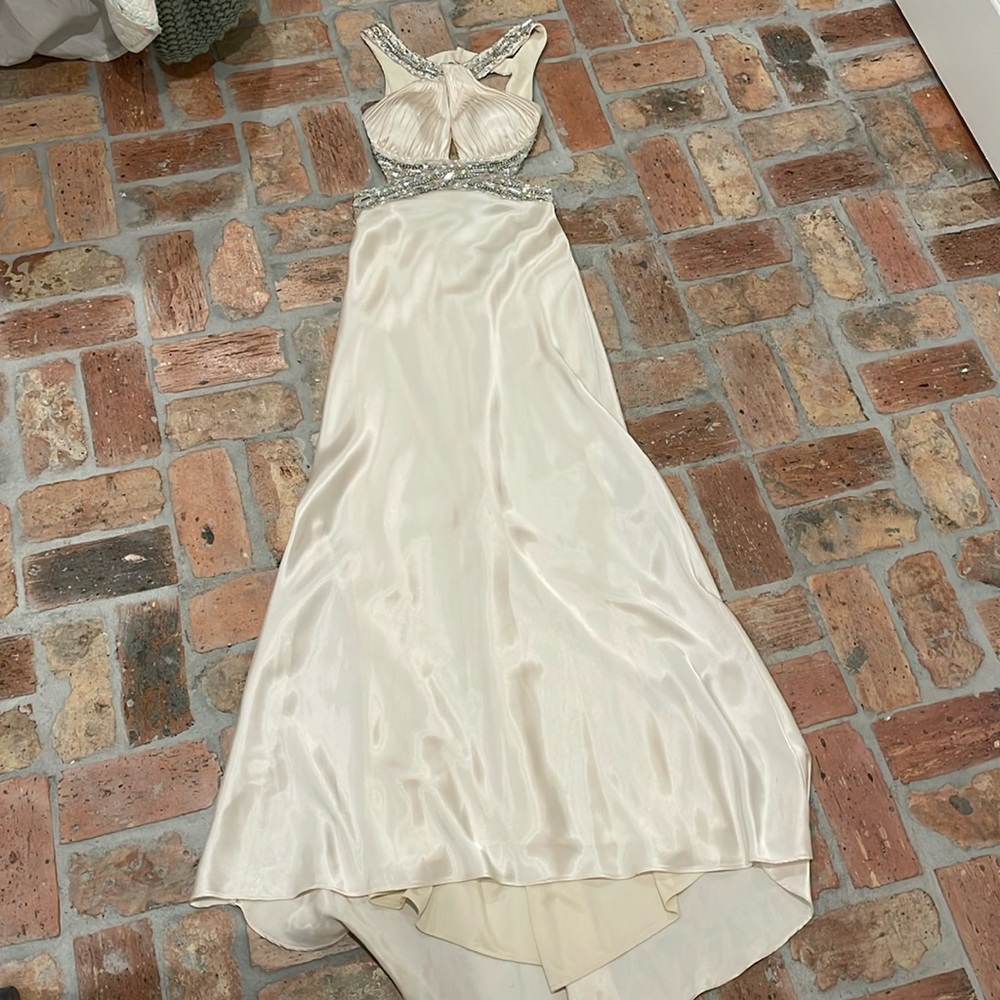 Betsy & Adam white silk dress